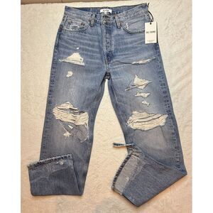 RE/Done Loose Long Ripped and‎ Faded Jeans Women Sz 26 $325MSRP 90s Y2K